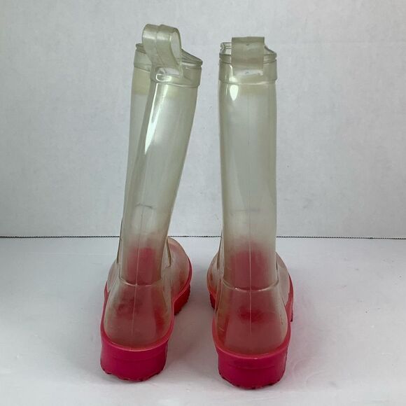 American Girl Peekaboo Willies Clear/Pink Calf Rain Boots Girl Rubber Size 12/13 - Picture 5 of 10